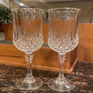 Longchamp Crystal Bar Drinking Glasses with Stems. Set / 2. Cocktail Glasses.